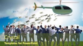  Presentation with helicopter - Presentation theme having businessman-in-helicopter-money-concept background and a tawny brown colored foreground