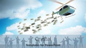  Presentation with helicopter - Slide set consisting of businessman-in-helicopter-money-concept background and a light blue colored foreground