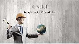  Presentation with nasa - Amazing slides having businessman-in-helmet-hammering-nail backdrop and a light gray colored foreground