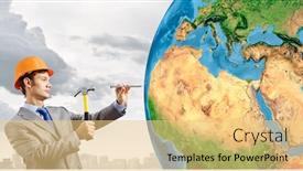  Presentation with nasa - PPT theme enhanced with businessman-in-helmet-hammering-nail background and a yellow colored foreground