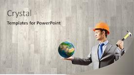  Presentation with nasa - Slides enhanced with businessman-in-helmet-hammering-nail background and a lemonade colored foreground