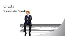  Presentation with construction - Audience pleasing presentation design consisting of businessman-in-helmet-sitting backdrop and a  colored foreground