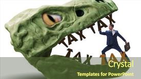  Presentation with taxes - PPT theme with businessman in high taxes concept background and a tawny brown colored foreground