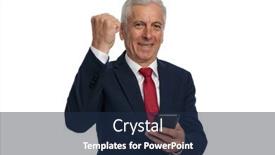  Presentation with 60s - PPT theme featuring businessman-in-his-60s-writing background and a navy blue colored foreground