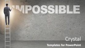  Presentation with concept - Cool new presentation with businessman-in-impossible-business-concept backdrop and a gray colored foreground