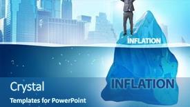  Presentation with inflation - PPT theme with businessman in inflation concept wih background and a ocean colored foreground