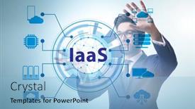  Presentation with infrastructure - Audience pleasing theme consisting of businessman-in-infrastructure backdrop and a light blue colored foreground