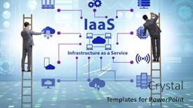  Presentation with infrastructure - Slide deck featuring businessman-in-infrastructure background and a light blue colored foreground