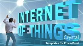  Presentation with internet - Presentation theme enhanced with businessman-in-internet-of-things background and a teal colored foreground