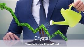  Presentation with investment - Slide set enhanced with businessman in investment concept watering financial line chart background and a ocean colored foreground