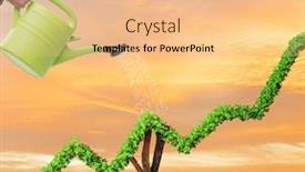  Presentation with investment - PPT theme featuring businessman in investment concept watering financial line ch background and a coral colored foreground