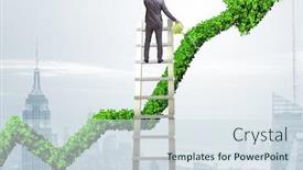  Presentation with currency financial concept macro - Audience pleasing slide set consisting of businessman in investment concept watering financial line ch backdrop and a sky blue colored foreground