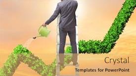  Presentation with investment - Amazing PPT theme having businessman-in-investment-concept-watering backdrop and a yellow colored foreground