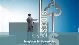  Presentation with success - Cool new presentation theme with businessman-in-key-to-financial backdrop and a teal colored foreground