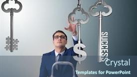  Presentation with success - Presentation with businessman-in-key-to-financial background and a ocean colored foreground