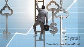  Presentation with success - Presentation theme enhanced with businessman-in-key-to-financial background and a light blue colored foreground