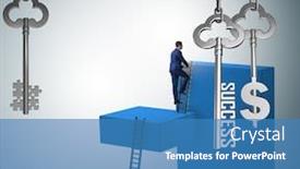  Presentation with success - Audience pleasing PPT layouts consisting of businessman-in-key-to-financial backdrop and a teal colored foreground