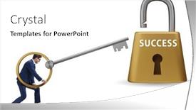  Presentation with success - Slide deck consisting of businessman-in-key-to-success and a white colored foreground