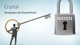  Presentation with success - Presentation consisting of businessman-in-key-to-success and a sky blue colored foreground