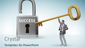  Presentation with success - Presentation design with businessman-in-key-to-success and a  colored foreground