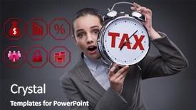  Presentation with taxes - Theme having businessman in late taxes payment background and a dark gray colored foreground