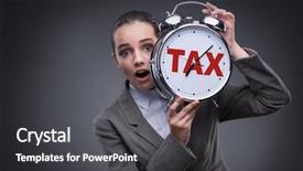  Presentation with payment - Theme having businessman in late taxes payment background and a dark gray colored foreground