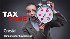  Presentation with taxes - Presentation consisting of businessman in late taxes payment background and a dark gray colored foreground