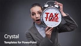  Presentation with taxes - Beautiful PPT layouts featuring businessman in late taxes payment backdrop and a dark gray colored foreground