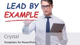  Presentation with example - PPT theme consisting of businessman-in-lead-by-example background and a light gray colored foreground