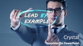  Presentation with example - PPT layouts with businessman-in-lead-by-example background and a ocean colored foreground