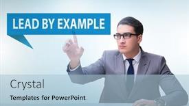  Presentation with example - Slide set consisting of businessman-in-lead-by-example background and a light blue colored foreground