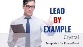  Presentation with example - Presentation theme enhanced with businessman-in-lead-by-example background and a light gray colored foreground