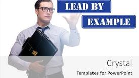  Presentation with example - PPT theme with businessman-in-lead-by-example background and a white colored foreground