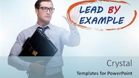  Presentation with example - PPT layouts having businessman-in-lead-by-example background and a light blue colored foreground