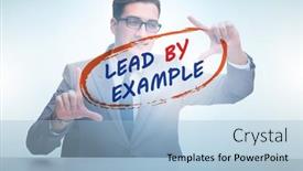  Presentation with example - PPT layouts enhanced with businessman-in-lead-by-example background and a light blue colored foreground