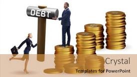  Presentation with loan - Theme with businessman-in-loan-and-debt and a gold colored foreground