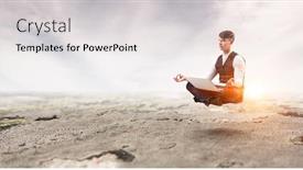  Presentation with lotus - Presentation theme featuring businessman in lotus pose mixed media background and a light gray colored foreground