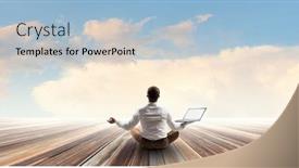  Presentation with lotus - PPT layouts with businessman in lotus pose mixed media background and a light blue colored foreground