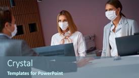  Presentation with hotel - Audience pleasing theme consisting of businessman-in-mask backdrop and a ocean colored foreground