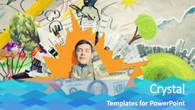  Presentation with floating - Cool new presentation with businessman in money boat floating backdrop and a teal colored foreground