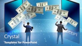  Presentation with money transfer - Audience pleasing theme consisting of businessman-in-money-transfer-concept backdrop and a teal colored foreground