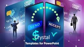  Presentation with money transfer - Theme with businessman-in-money-transfer-concept background and a ocean colored foreground