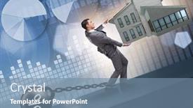  Presentation with mortgage - Slide set with businessman in mortgage debt financing concept background and a seafoam green colored foreground