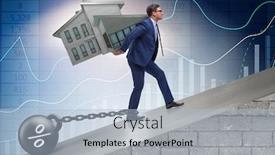  Presentation with financing - Presentation design consisting of businessman-in-mortgage-debt-financing background and a light blue colored foreground