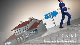  Presentation with financing - Theme consisting of businessman in mortgage debt financing background and a gray colored foreground