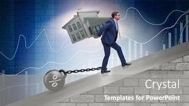  Presentation with financing - PPT theme consisting of businessman in mortgage debt financing concept background and a gray colored foreground