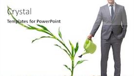  Presentation with concept - Beautiful PPT theme featuring businessman-in-new-business-concept backdrop and a white colored foreground