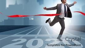  Presentation with new year 2020 - Presentation design consisting of businessman in new year 2020 concept background and a light blue colored foreground
