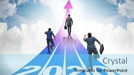  Presentation with new year 2020 - Presentation with businessman in new year 2020 concept background and a light blue colored foreground