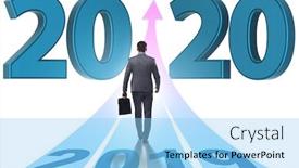  Presentation with new year 2020 - Presentation consisting of businessman in new year 2020 concept background and a light blue colored foreground